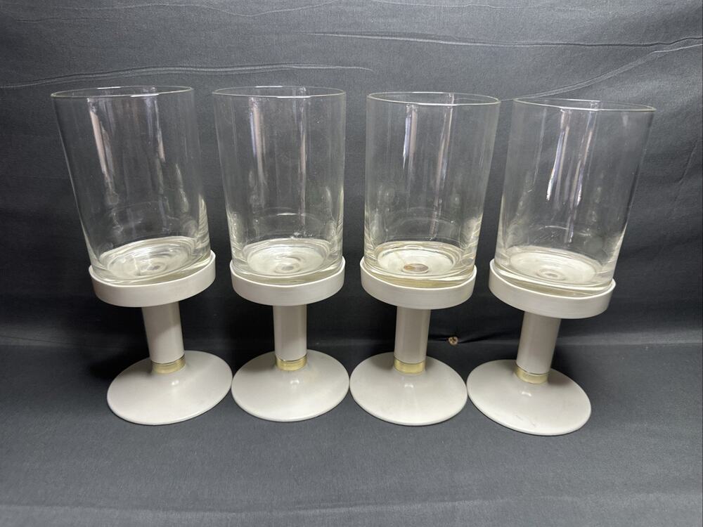 Set Of 4 MCM Lighted Glasses Glow- Goblets David Douglas Untested